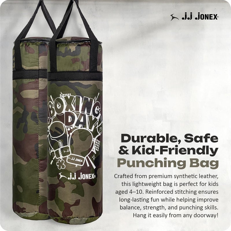 Jonex JJ Jonex Sports Kids Boxing Punching Bag Set - Heavy Boxing Bag with Gloves for Boys & Girls (Ages 3-8) - Camouflage - Image 5